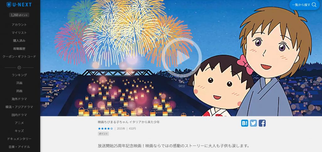 U-NEXTでイタリアから来た少年が無料で見れる