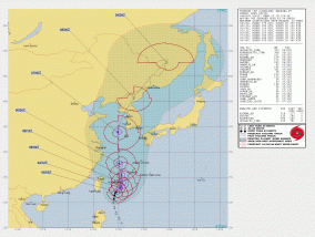 台風13号の米軍による最新進路予想図